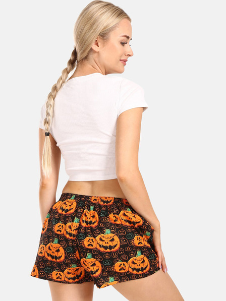 Styx Pantaloni scurți Styx portocalii și negri de Halloween pentru femei dovleci