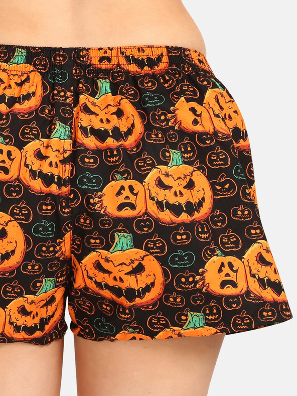 Styx Pantaloni scurți Styx portocalii și negri de Halloween pentru femei dovleci