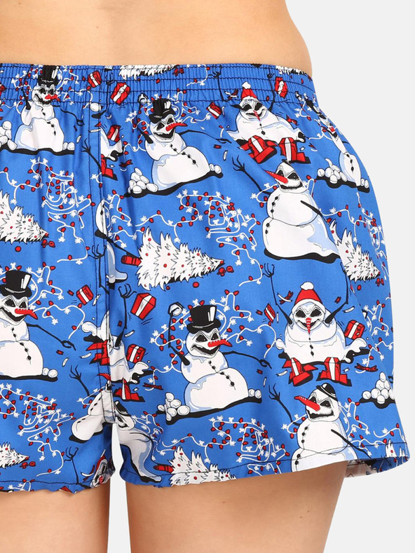 Styx Pantaloni scurți de Crăciun albi și albaștri pentru femei Styx Snowmen