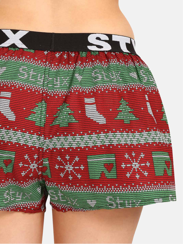 Styx Pantaloni scurți tricotați de Crăciun verzi și roșii pentru femei Styx Christmas