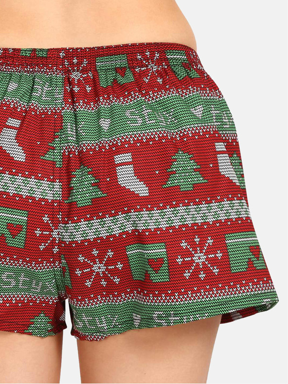 Styx Pantaloni scurți tricotați de Crăciun verzi și roșii pentru femei Styx Christmas