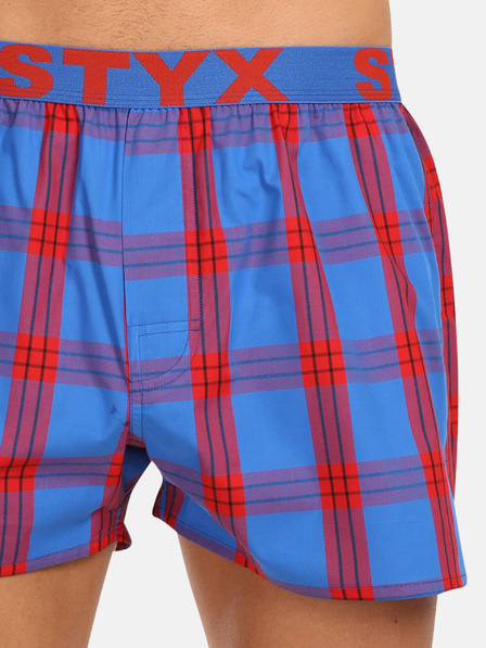 Styx Pantaloni scurți bărbați roșii și albaștri în carouri Styx