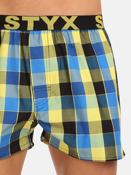 Styx Pantaloni scurți bărbătești în carouri galbeni și albaștri Styx