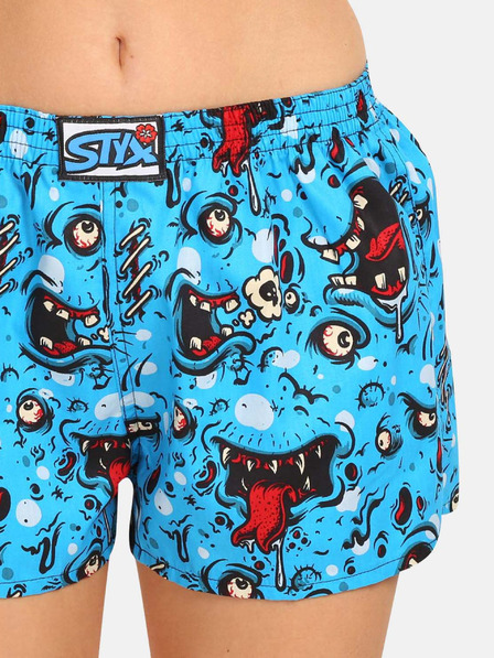 Styx Pantaloni scurți cu model pentru femei albaștri Styx art Zombie