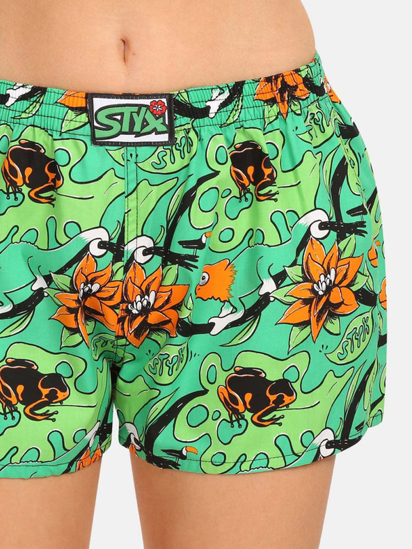 Styx Pantaloni scurți cu model pentru femei verzi Styx art Tropic