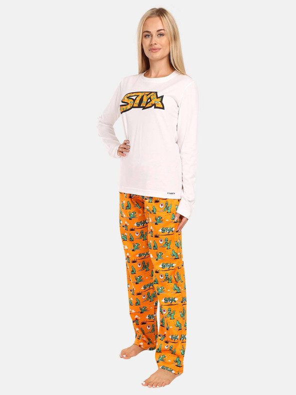 Styx Pijama Styx Cactus portocalie și albă pentru femei