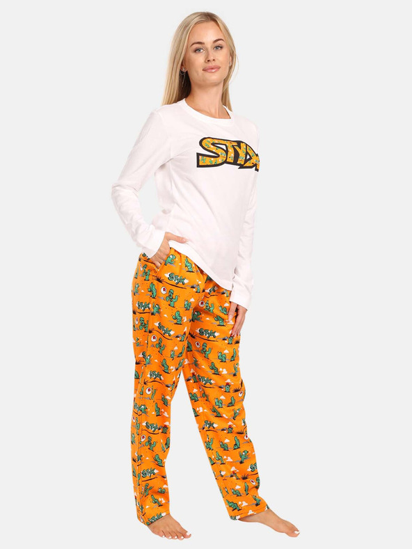 Styx Pijama Styx Cactus portocalie și albă pentru femei