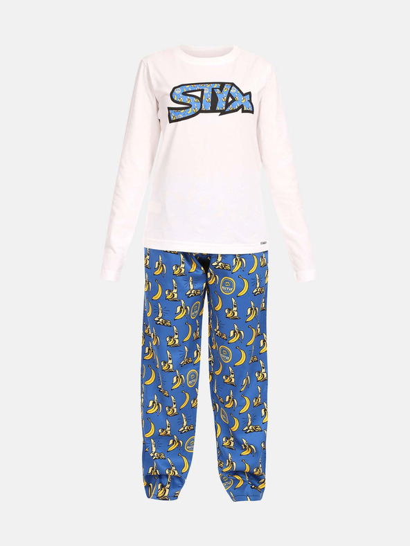 Styx Pijama pentru femei Styx Bananas albastră și albă