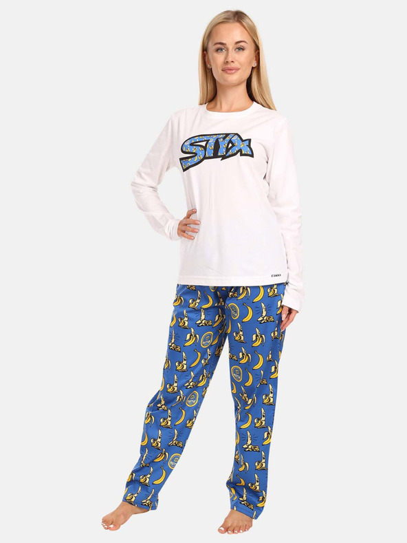 Styx Pijama pentru femei Styx Bananas albastră și albă