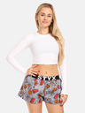 Styx Pantaloni scurți de somn cu model Styx portocaliu și gri pentru femei Sicrie de Halloween