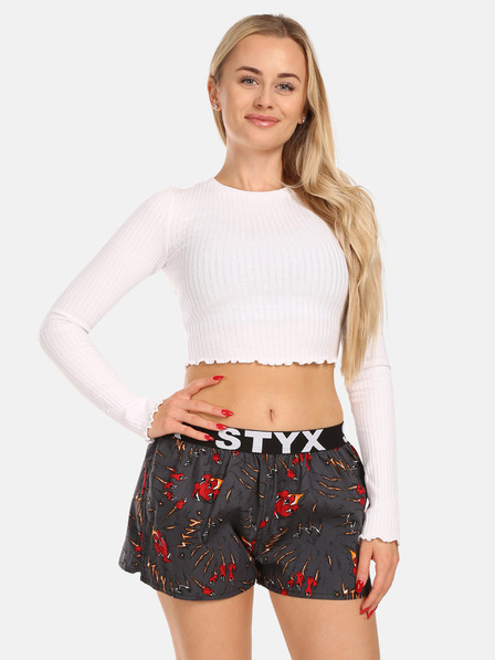 Styx Pantaloni scurți de somn cu model pentru femei roșii și gri Styx Gheare