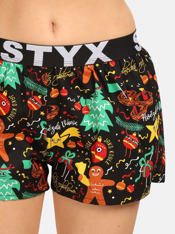 Styx Pantaloni scurți de somn cu model pentru femei verzi și negri Styx Christmas ornaments