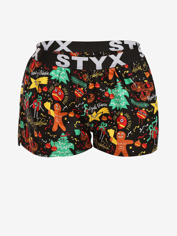 Styx Pantaloni scurți de somn cu model pentru femei verzi și negri Styx Christmas ornaments