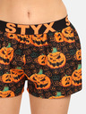 Styx Pantaloni scurți de somn cu model de dovleac de Halloween Styx pentru femei, negri și portocalii