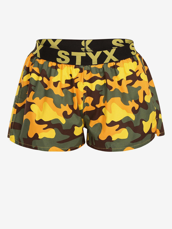 Styx Pantaloni scurți de somn cu model pentru femei, verzi și galbeni Styx Camouflage