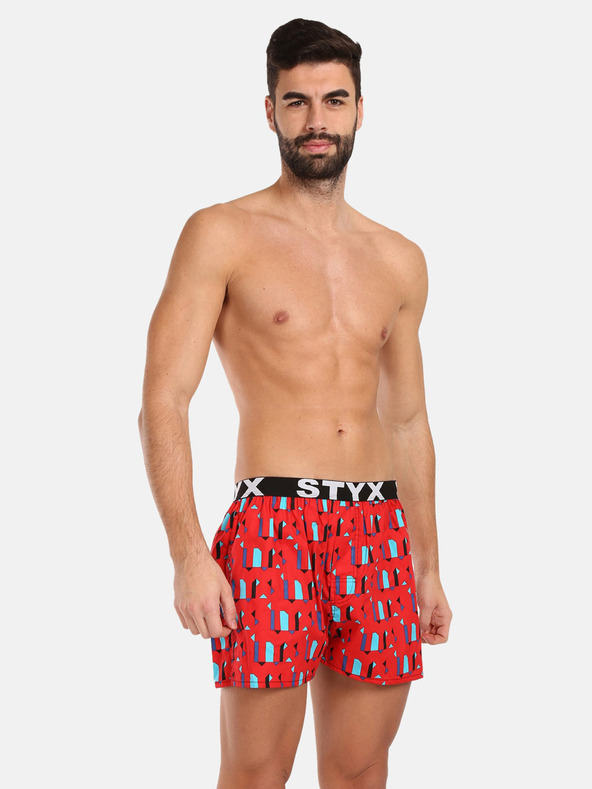 Styx Pantaloni scurți cu model roșu pentru bărbați Styx Patterns