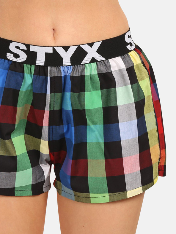 Styx Pantaloni scurți în carouri pentru femei Styx de culoare albastră și verde