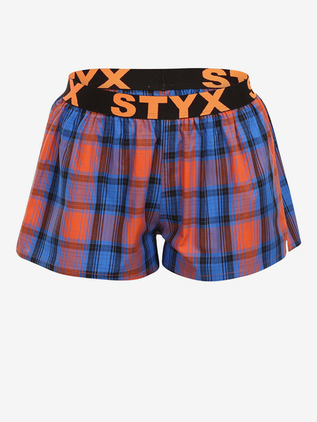 Styx Pantaloni scurți în carouri portocalii și albastre pentru femei Styx