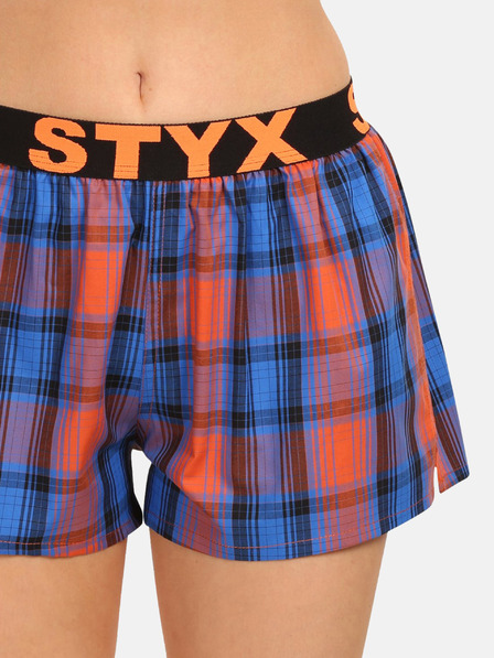 Styx Pantaloni scurți în carouri portocalii și albastre pentru femei Styx