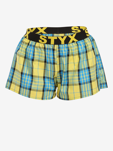Styx Pantaloni scurți galbeni în carouri Styx pentru femei