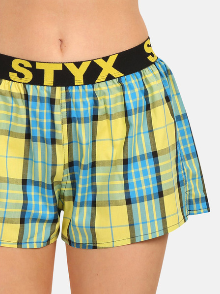 Styx Pantaloni scurți galbeni în carouri Styx pentru femei