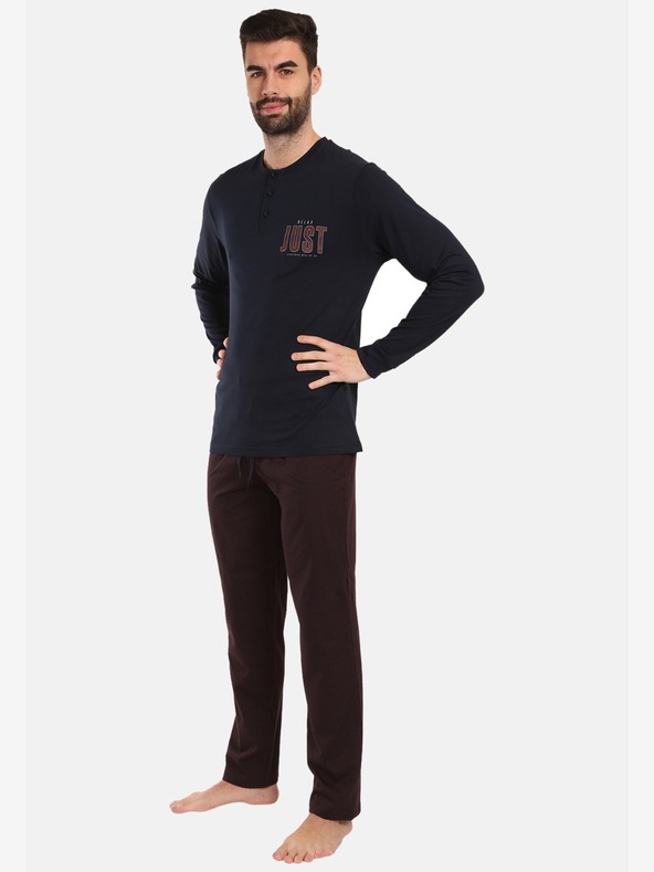 Nedeto Pijama pentru bărbați cu baloane negre și burgundy Nedeto