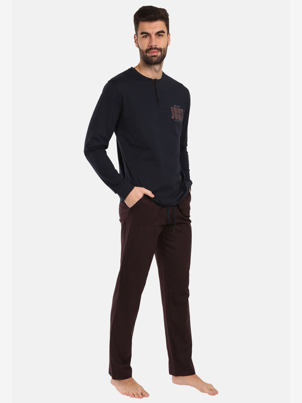 Nedeto Pijama pentru bărbați cu baloane negre și burgundy Nedeto