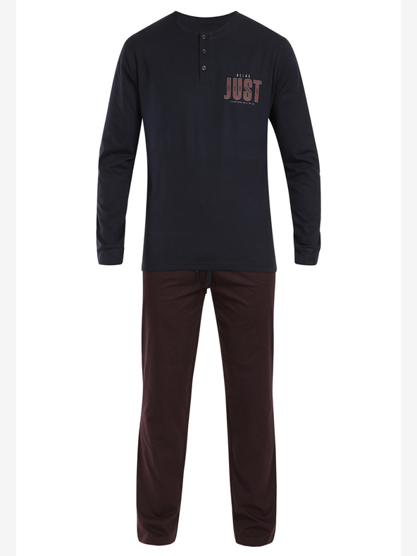 Nedeto Pijama pentru bărbați cu baloane negre și burgundy Nedeto