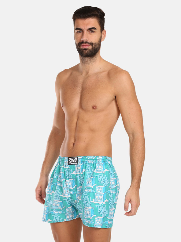 Styx Set de trei pantaloni scurți bărbătești cu model în turcoaz, verde deschis și maro STYX