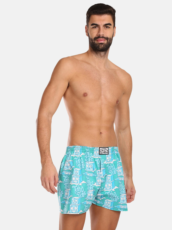 Styx Set de trei pantaloni scurți bărbătești cu model în turcoaz, verde deschis și maro STYX