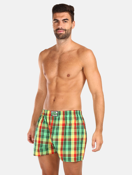 Styx Set de trei pantaloni scurți bărbătești cu carouri în verde deschis, albastru și roșu STYX