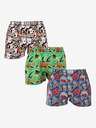 Styx Set de trei pantaloni scurți bărbătești cu model în albastru închis, verde și alb STYX