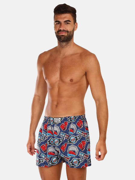 Styx Set de trei pantaloni scurți bărbătești cu model în albastru închis, verde și alb STYX