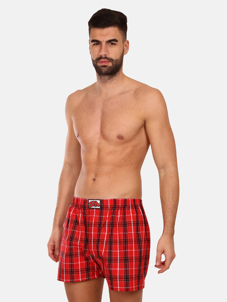 Styx Set de trei pantaloni scurți bărbătești cu carouri în roșu, violet și albastru STYX