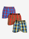 Styx Set de trei pantaloni scurți în carouri pentru bărbați, în albastru, roșu și galben STYX