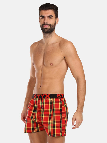 Styx Set de trei pantaloni scurți în carouri pentru bărbați, în albastru, roșu și galben STYX