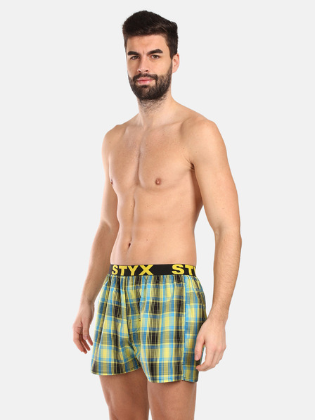 Styx Pantaloni scurți în carouri negri și verzi pentru bărbați Styx