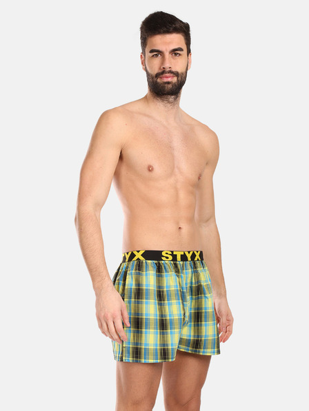Styx Pantaloni scurți în carouri negri și verzi pentru bărbați Styx