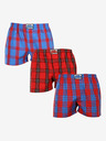 Styx Set de trei pantaloni scurți bărbătești în carouri, albastru și roșu STYX