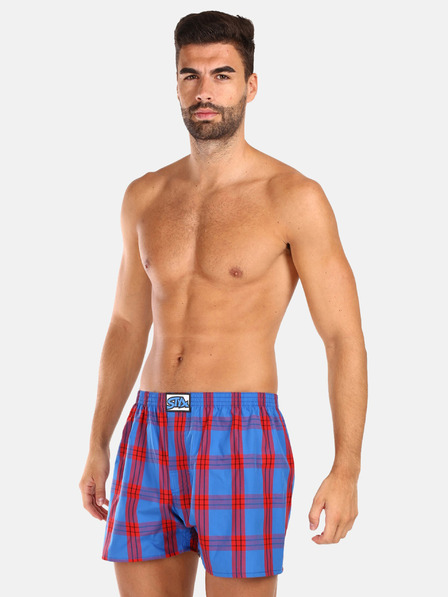Styx Set de trei pantaloni scurți bărbătești în carouri, albastru și roșu STYX