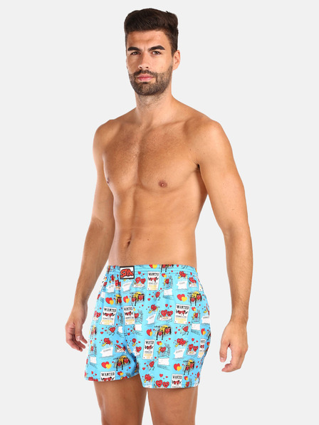 Styx Set de trei pantaloni scurți bărbătești cu model în albastru deschis, gri și roșu STYX