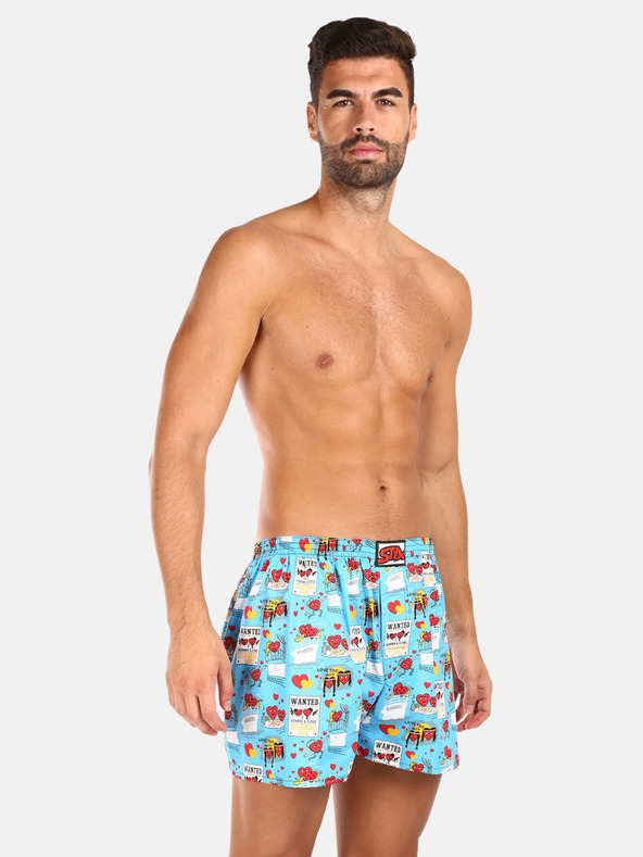 Styx Set de trei pantaloni scurți bărbătești cu model în albastru deschis, gri și roșu STYX