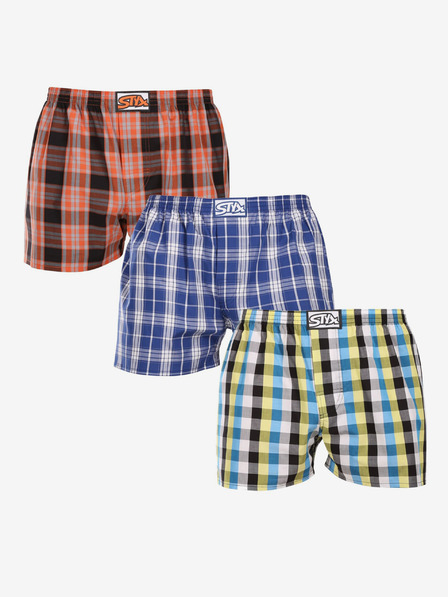 Styx Set de trei pantaloni scurți bărbătești Styx cu elastic clasic multicolori