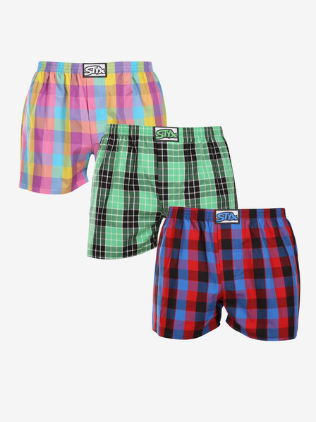 Styx Set de trei pantaloni scurți bărbătești Styx cu elastic clasic multicolori