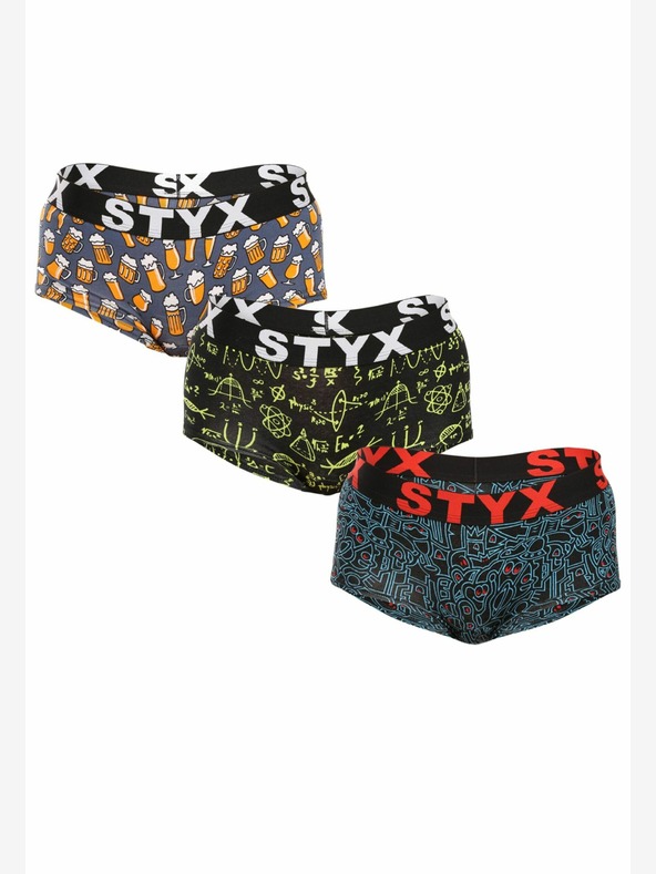Styx Set de trei - chiloți de damă Styx art cu picior multicolor