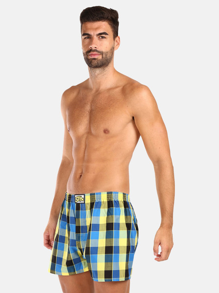 Styx Set de trei pantaloni scurți în carouri pentru bărbați, în verde deschis, galben și albastru STYX