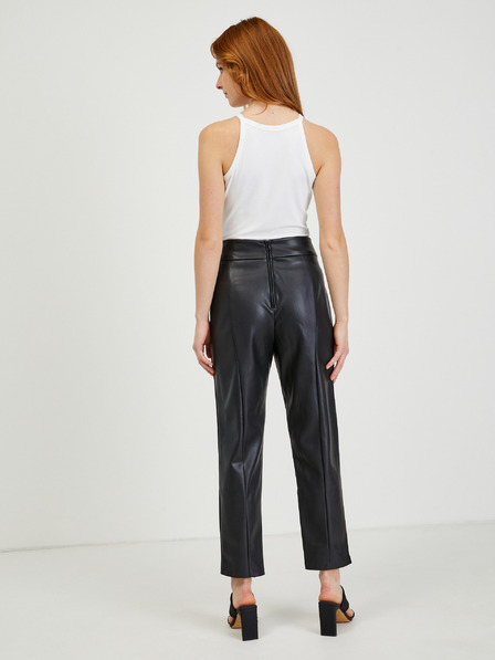 Orsay Pantaloni negri din imitație de piele pentru femei ORSAY