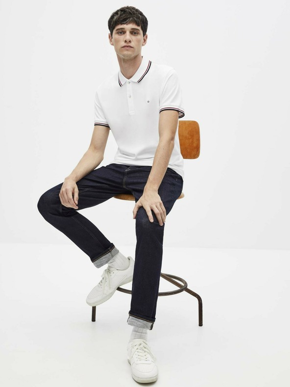 Celio Tricou polo alb pentru bărbați Celio Necetwo