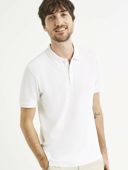 Celio Tricou polo alb pentru bărbați Celio