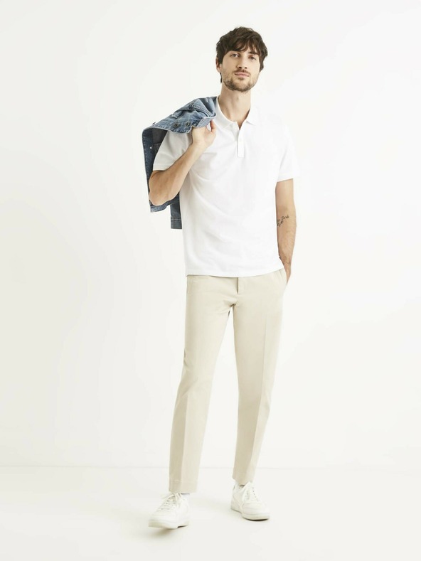 Celio Tricou polo alb pentru bărbați Celio